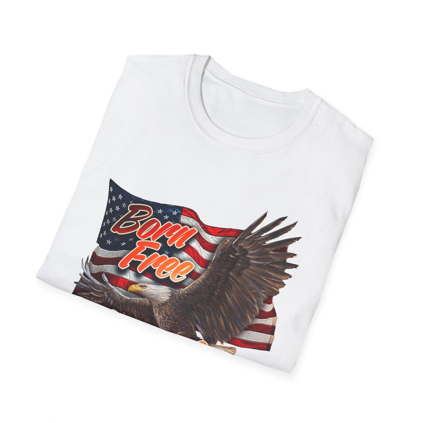 Born Free American Flag - Softstyle T-Shirt