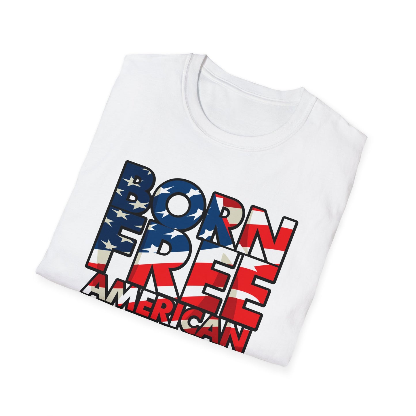 Born Free American Flag - Softstyle T-Shirt