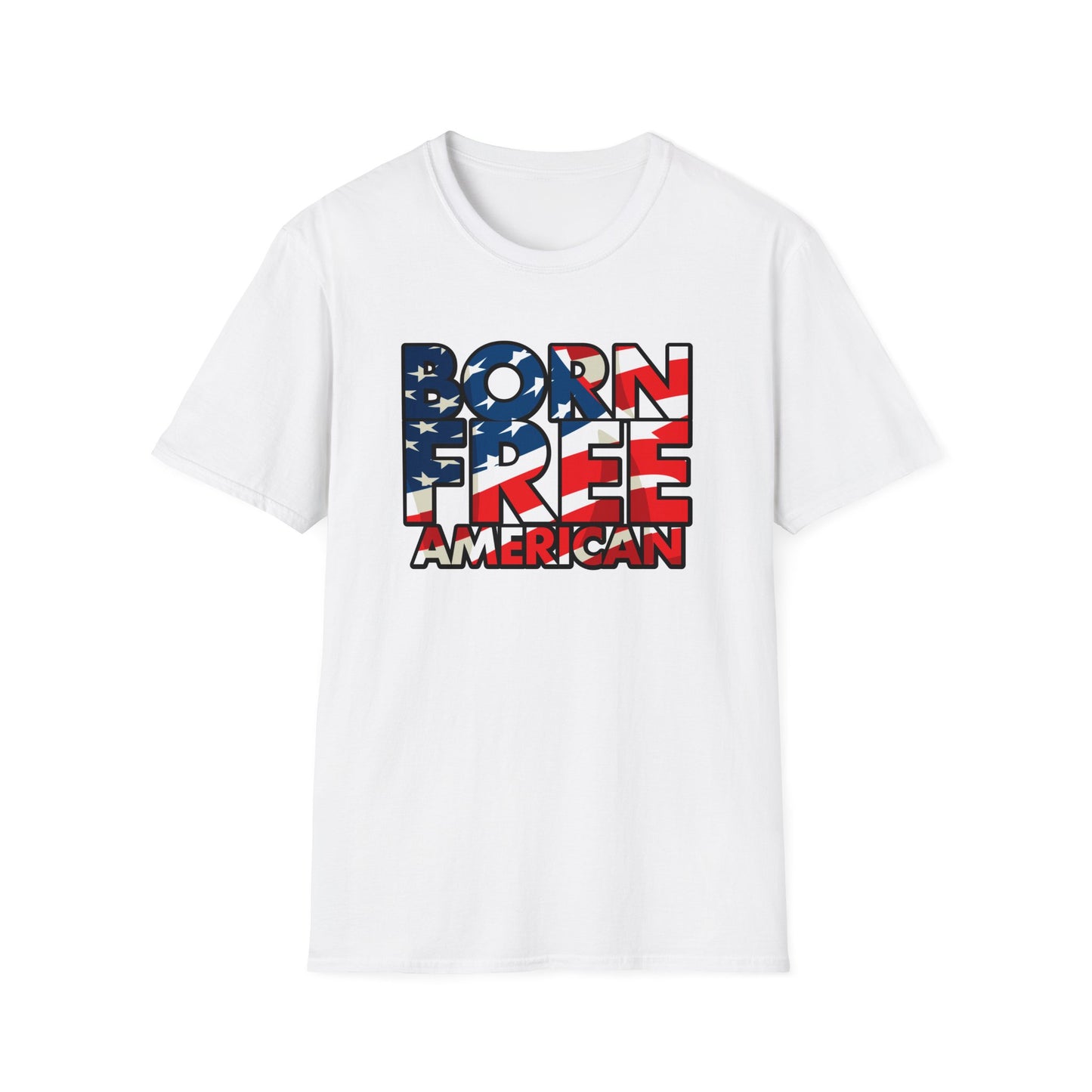 Born Free American Flag - Softstyle T-Shirt