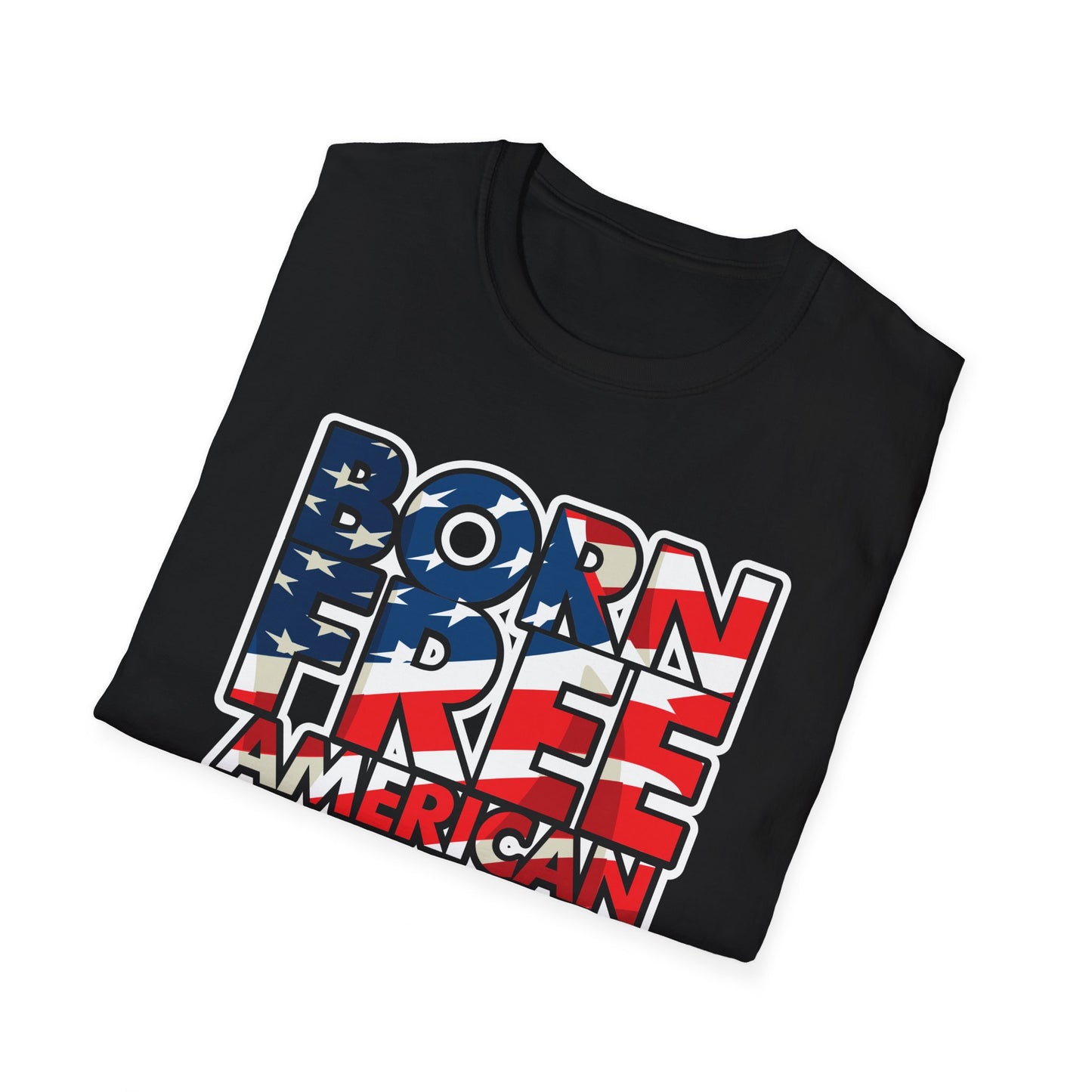 Born Free American Flag - Softstyle T-Shirt