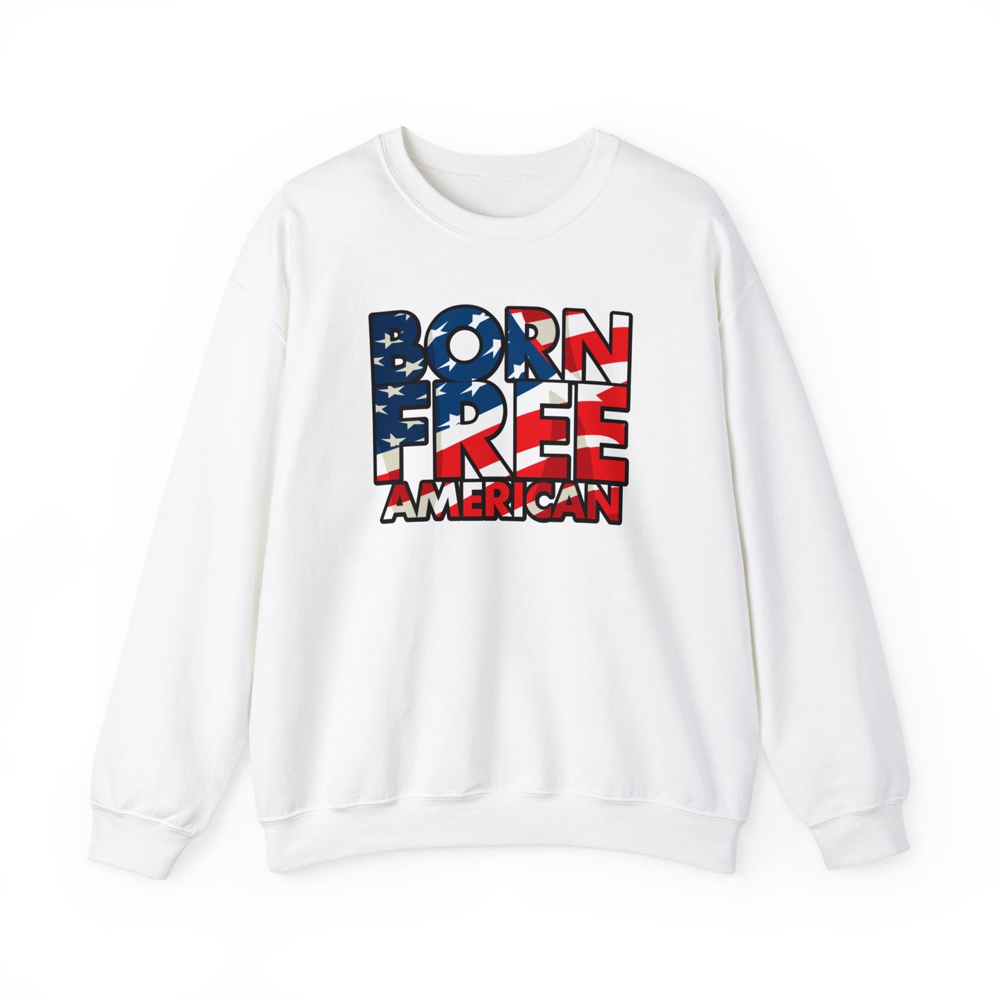 Born Free American Flag Crewneck Sweatshirt